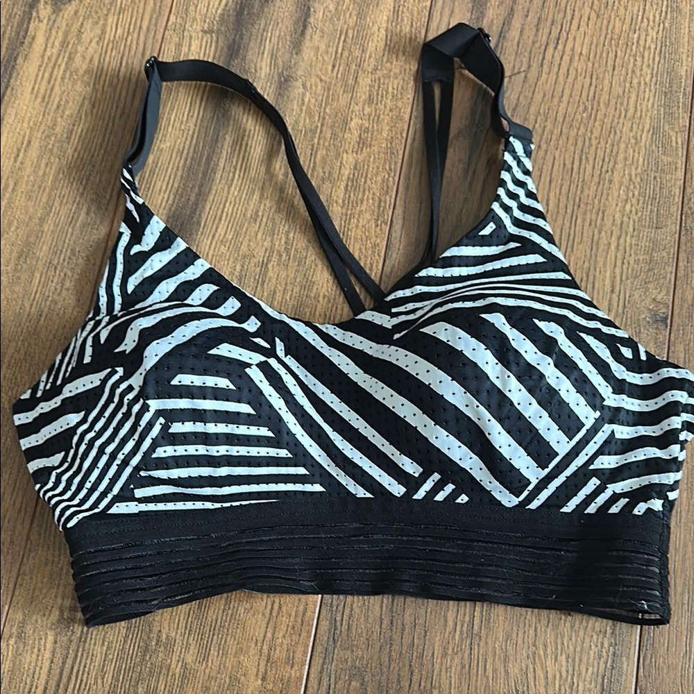 Victoria’s Secret Black and White Striped Women's Sports Bra.